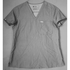 FIGS Women’s Scrub Top S Gray One-Pocket Tech Athleisure Healthcare Uniform